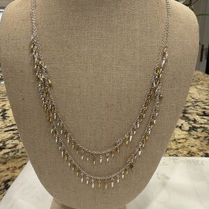 Stella & Dot Layered Renegade Silver and Gold Layered Necklace